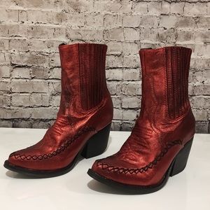 NWOT Jeffrey Campbell Red Metallic Western Boots